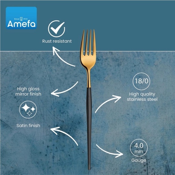 AMEFA NWT soprano 20pc flatware set for 4 -stainless steel -rust resistant - Picture 3 of 13